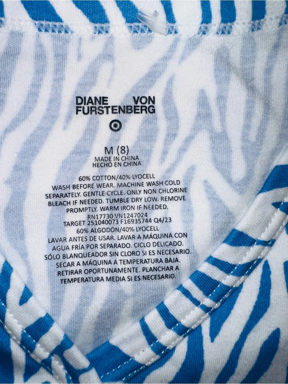 Diane von Furstenberg x Target Blue Zebra Wrap Dress Size M (8)